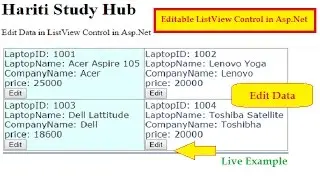 Edit or Update Data in ListView Control Using Asp.Net C# | Hindi | Learn Online Programming