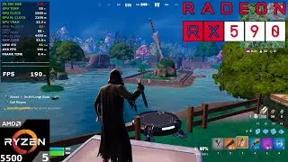 RX 590 + Ryzen 5 5500 : Fortnite Performance Mode (Test in 2025)