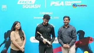 Velavan Senthilkumar and Anahat Singh win the Champions Trophy at HCL Squash Chennai