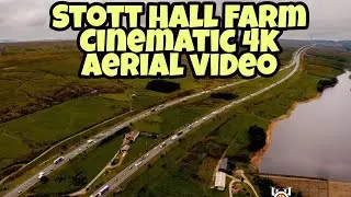 Stott Hall Farm, in the middle of the m62 motorway,  legend says the farmer refused to sell, aerial
