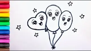 HOW TO DRAW CUTE BALLOONS 🎈🎈🎈  EASY DRAWINGS