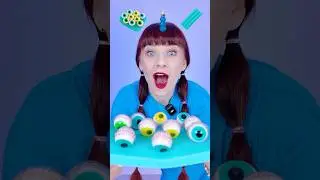 ASMR Blue 💙 Giant Gummy Jelly Eyeballs Candy, Drink #asmr #mukbang