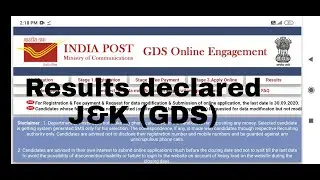 JK POST OFFICE (GDS) RESULT  DECLARED   HOW TO CHECK JK POST OFFICE (GDS) RESULTS