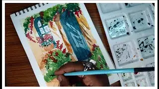 Beautiful door painting / easy watercolor tutorial for beginners