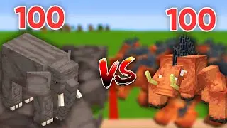 100 Elephant vs 100 Mutant Hoglin - Minecraft