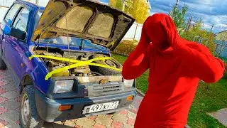Mr. Joe found Yellow Scotch Tape and taped Engine Russian Mini Cooper Red Man's 13+