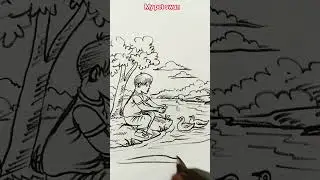 Swan | swan drawing | my pet swan | village boy | Rn art classes | viral art | art shorts | bird |