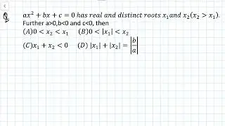 ax^2+bx+c=0 has real and distinct roots and alpha is less than beta, where a is +ve and b,c is -ve