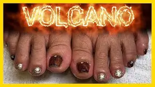 CBD Pedicure | Gold Volcano | Cat Eye Gel Polish with Stones | Nina's Nails