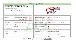 #listening test 28 Report on abandoned vehicle Name of caller Mrs. shefford #ielts #ehjagraon