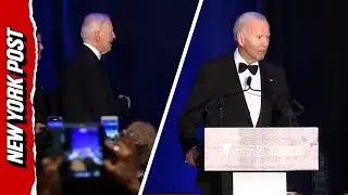 Бывший президент Байден выглядит растерянным и с трудом произносит речь на Гала-вечере Национальн...