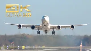 (4K) Airbus A340-600 Touch and Go Lufthansa D-AIHI at Manching Ingolstadt Airport IGS ETSI