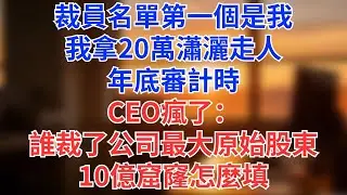 裁員名單第一個是我！我拿20萬瀟灑走人，年底審計時，CEO瘋了：誰TM裁了公司最大原始股東？！10億窟窿怎麼填？！#為人處世#生活經驗#情感故事#职场