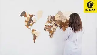 IQ MAX3D solid wood worldmap puzzle wall wall decoration hanging wall worldmap