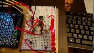 Arduino serial communication and with hc595 sift/register chip for 8 outputs