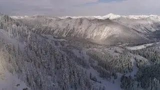 Mountain Valley Winter Extreme Sports Resort Aerial In Pacific Northwest | Stock Footage - Videohive