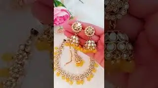 Gorgeous Yellow Necklace Set For Haldi #shorts #blingbag #necklaceset