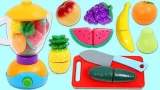 Making Pretend Slime Smoothies with Toy Velcro Cutting Fruit & Toy Blender!