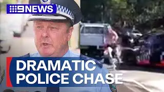 Dramatic footage captures police chase on the NSW Central Coast | 9 News Australia