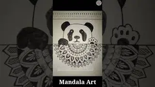Panda Mandala art / Mandala art for begginers / go creative with komal #shorts #mandalaArt #panda