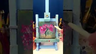 Short relaxing painting video. Cherry Blossom Tree, mini pintura al &oacute;leo simple y f&aacute;cil.