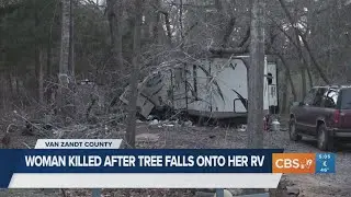 Woman killed after tree falls onto RV following severe storms