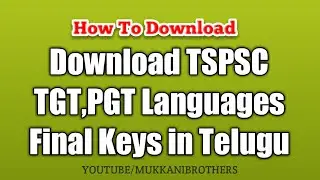 Download TSPSC TGT,PGT Languages Final Keys in Telugu