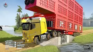 SpinTires: MudRunner GamePlay | Truck vs Extreme Broken Road with Speed Bumps | Ep.51 #MudRunner