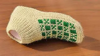 Beautiful & Warm! Knit Checkered Slippers in 2 Colors (Beginner Friendly)