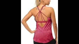 icyzone Built in Bra Workout Tank Tops for Women - Open Back Strappy Athletic Yoga Tops Exercise