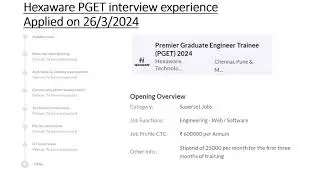 Hexaware PGET(Premier Graduate Engineer Trainee) interview experience