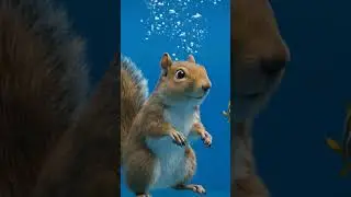 The squirrel swims with the fishes #movie #squirrel #fish #cute #funny #animals #sea #poor