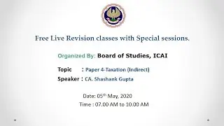Paper 4-Taxation (Indirect) - Intermediate (Morning Session) - 05.05.2020