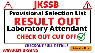 JKSSB PROVISIONAL SELECTION LIST OF LABORATORY ATTENDANT||SELECTION LIST OF LABORATORY ATTENDANT||