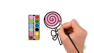 how to draw a lollipop kids drawing and coloring page by HIGH FIVE