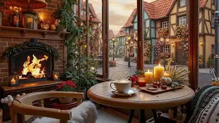 Winter Jazz Music & Snowfall for Working ❄ Cozy Lakeside Coffee Porch Ambience ~ Jazz Relaxing Music