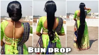Sun kissed oiled Long hair bun drop | Alka Verma