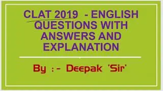 CLAT 2019 English Questions Answers Explanation