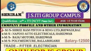 J S ITI Group Campus Placement 2020 II New vacancy for job job search for Electrical Guru