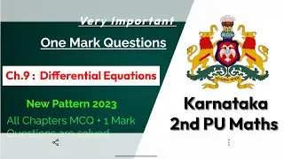 1 Mark Questions | Differential Equations | 2nd PUC Mathematics | Class 12 Mcqs