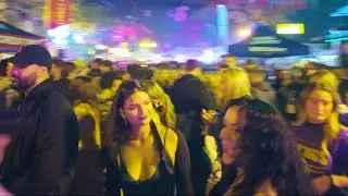 Walking Tour 4k Thornton Park New Years' Eve Street Party 2024 People Watching Music