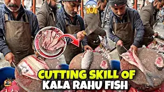 Unique Cutting Skill Of Kala Rahu Fish 😍