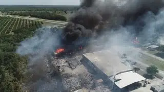Drone footage of destructive wildfire in Highlands County