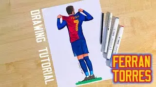 How to draw a soccer players Ferran Torres / Barcelona