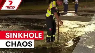 Water main burst creates sinkhole in Greystanes | 7NEWS