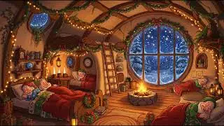 disney cottage vibes & 1940s soft christmas tunes playing in a snowy relaxing ambiance