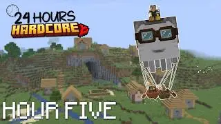 Our First Villagers! | HOUR FIVE | 24 Hours in Hardcore Minecraft