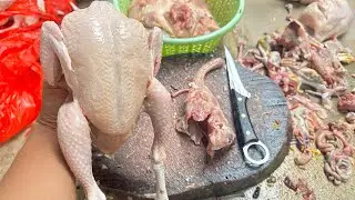 This super fast chicken chop is a skill for cutting chicken meat