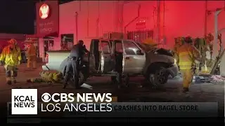 Pickup truck crashes into Van Nuys bagel shop