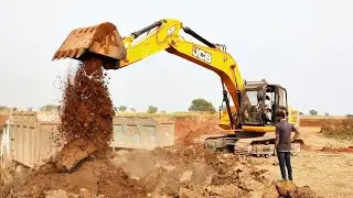 Jcb Excavator Loading sand in a dump truck | JCB Working Video | Excavator Bridge Construction